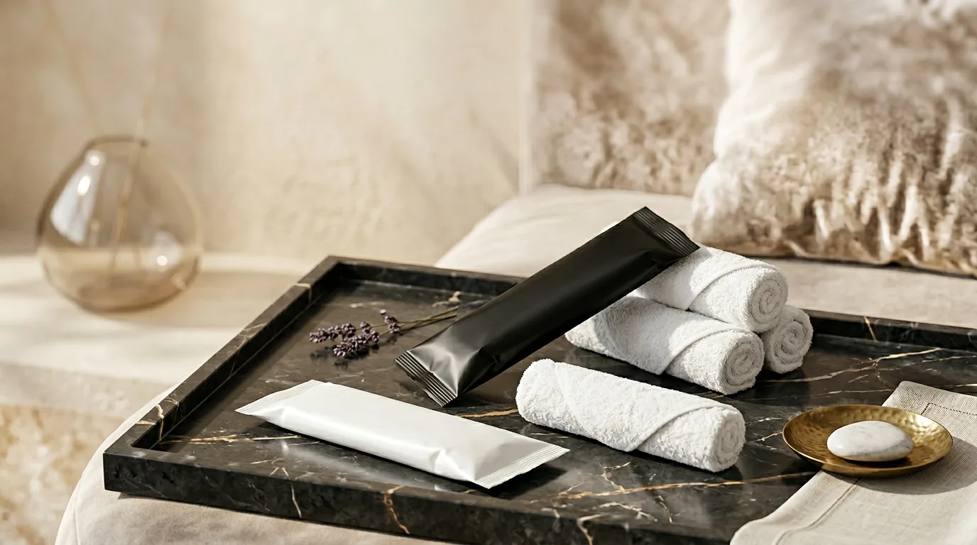 Rolled oshibori towels used for Japanese hospitality service