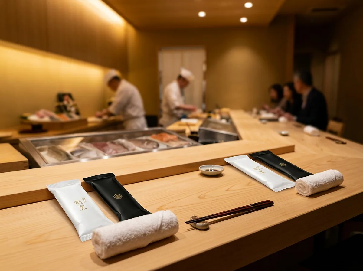 Individually wrapped oshibori towels for VIP event hospitality service